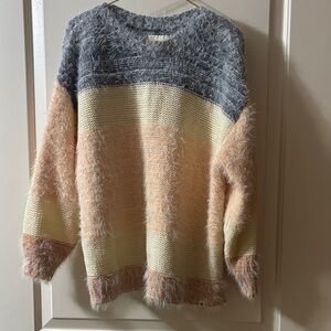 Rip Curl Cozy Striped Sweater - Gray, Cream, Tan